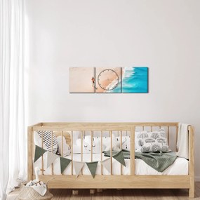 Obraz - Plážový beh (s hodinami) (90x30 cm)