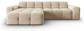 Béžová zamatová rohová pohovka (ľavý roh) Kendal - Micadoni Home