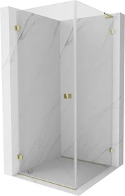 Mexen Lunar-B L, 1-krídlový sprchový kút, ľavý, 90 x 90 cm, 8mm číre sklo, zlatý lesklý profil, 832L-090-090-50-00-L
