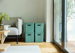 Rotho Úložný box, rovný s víkom, 27l, matná zelená ALBU LIGHT, 37x29x30