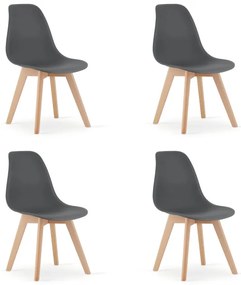 Set štyroch jedálenských stoličiek KITO tmavosivé / naturálne nohy (4 ks)