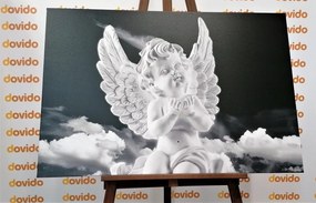 Obraz čiernobiely starostlivý anjelik na nebi - 60x40