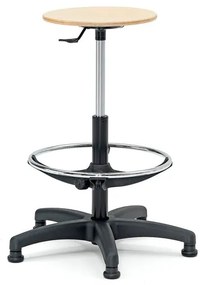 Pracovná dielenská stolička WARNER, drevená, výška 530-780 mm