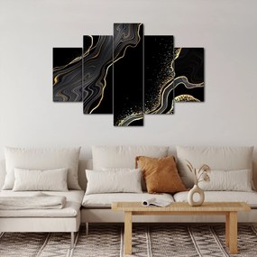 Obraz - Čierno-zlatý mramor (150x105 cm)