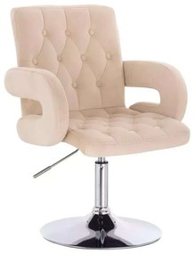 LuxuryForm DESIGN Stolička BOSTON VELUR na striebornom tanieri - krémová