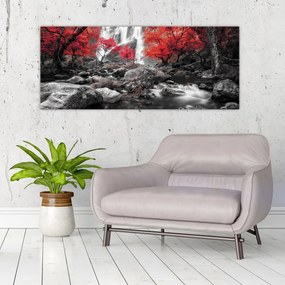 Obraz - Vodopády v jesennej krajine (120x50 cm)