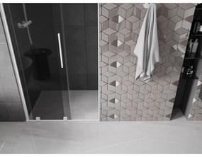 Mexen Velar, posuvné sprchové dvere do otvoru 90 cm, 8mm šedé sklo, biela matná, 871-090-000-41-20
