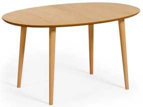 Rozkladací jedálenský stôl v dekore duba v prírodnej farbe 90x140 cm Oqui – Kave Home