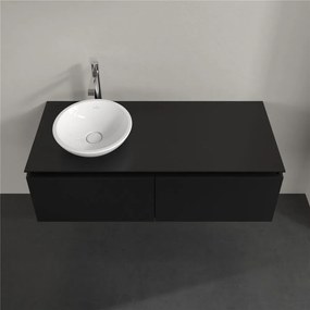 VILLEROY &amp; BOCH Legato závesná skrinka pod umývadlo na dosku (umývadlo vľavo), 2 zásuvky, 1200 x 500 x 380 mm, Black Matt Lacquer, B57900PD