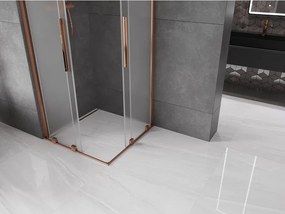 Mexen Velar Duo, sprchový kút s posuvnými dverami 80 x 80 cm, 8mm sklo námraza, ružové zlato, 871-080-080-32-60
