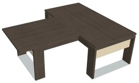 Stôl Verno+ S 200 x 220 cm s rokovacím prvkom, dub antracit / vanilka