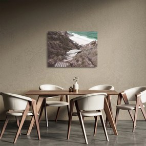 Sklenený obraz - Cesta k smaragdovému moru (70x50 cm)