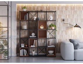 Knižnica v čierno-tehlovej farbe 140x179 cm Anya – Marckeric