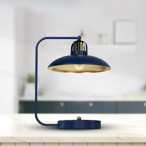 Stolná lampa Felix, 1x zlaté/tmavomodré kovové tienidlo, db/g