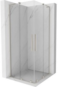 Mexen Velar L Duo, sprchový kút s posuvnými dverami 80 x 80 cm, 8mm číre sklo, brúsená oceľ, 871-080-080-02-03-97