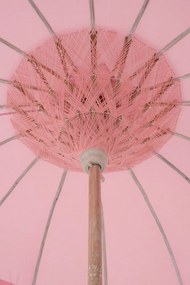 Biely slnečník so drevenou tyčou a strapcami Flavie Blue - ∅ 180*260 cm
