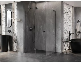 Mexen Lunar-F L, 1-krídlový sprchový kút so skladacími dverami, ľavý, 90 x 80 cm, 8mm číre sklo, grafitový profil, 836L-090-080-95-00-L