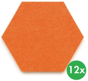 Akustický panel, šesťuholník, 30x26 cm, 12 ks, oranžová