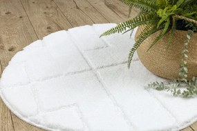 Kúpeľňový koberček SUPREME LINES línie, biely kruh