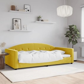 Denná posteľ žltá 100x200 cm zamat 354148