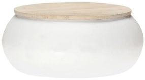 Konferenčný stolík biely 68x68x30 cm masívne mangovníkové drevo