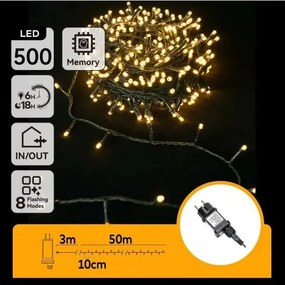 Aigostar - LED vonkajšia vianočná reťaz 500xLED/6W/230V 50m IP44 teplá biela