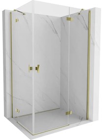 Mexen Mist-H Duo, 2-krídlový výklopný sprchový kút 80 x 85 cm, číre sklo, zlatý lesklý profil, 8A5-080L-085P-50-00
