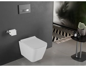 Toaleta Mexen Cube Rimless s toaletným sedadlom slim, duroplast, biela - 30924000