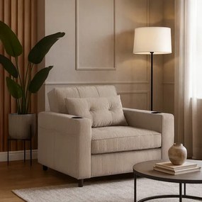 Kreslo JEREMY bežové, z manšestru