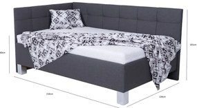 Čalúnená posteľ MARIA PETITE 120x200 cm s matracom a úložným priestorom, sivá