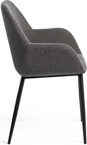 Antracitové čalúnené jedálenské kreslo Konna – Kave Home