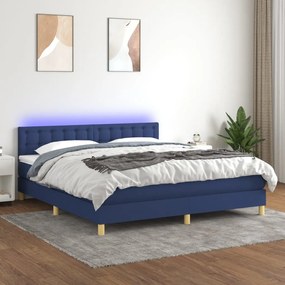 Posteľ boxsping s matracom a LED modrá 160x200 cm látka 3134051