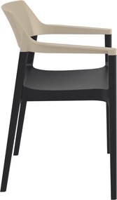TULUM záhradná stolička s podrúčkami black/taupe
