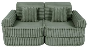 MeowBaby® Churros detská pohovka Plus, Olive Sage Green