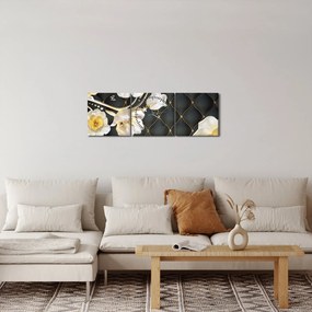 Obraz bielych kvetov ruží (s hodinami) (90x30 cm)