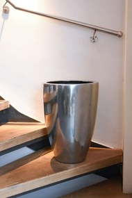 Luxusný kvetináč OPALA, sklolaminát, výška 55 cm, strieborná metalíza