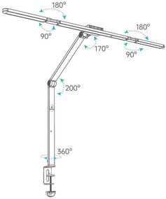 Stolná LED lampa CLARIO, svorka, diaľkové ovládanie