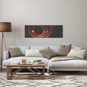 Obraz abstraktných liniek (s hodinami) (90x30 cm)