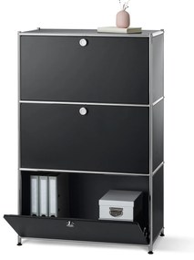 Kovový regál »CN3« s 3 výklopnými priehradkami, čierny