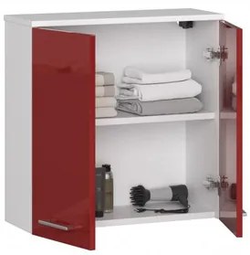 Kúpeľňová závesná skrinka FIN W60 2D-červená / biela