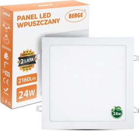 BERGE LED panel štvorcový 300x300x20mm vstavaný - 24W - 230V - 1900Lm - teplá
