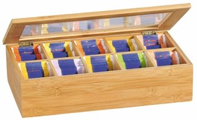Kesper 58901 Organizér na čaj z bambusu, 10 priehradiek, 36 x 20 x 9 cm
