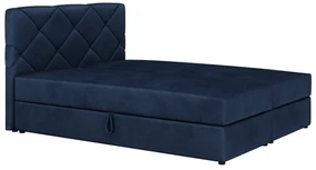 Manželská posteľ Boxspring 140x200 cm Karum Comfort (tmavomodrá) (s roštom a matracom). Vlastná spoľahlivá doprava až k Vám domov. 1056018