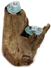 Roztavené sklo na dreve - Svietnik na dve sviečky