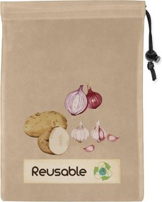 QUTTIN Vrecko na zemiaky, cibuľu alebo cesnak, REAUSABLE, hnedé 44,5 x 29,5 cm
