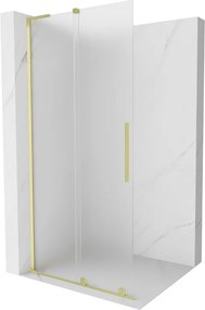 Mexen Velar L, posuvná sprchová zástena Walk-in 100 x 200 cm, 8mm sklo námraza, zlatá matná, 871-100-003-33-55