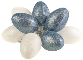 Ecolamp LED svetelná reťaz Eggs1, 1,6 m, sivá/biela