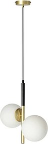 Závesná lampa Duo gule čierna matná/zlatá