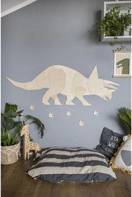 Drevená nástenná dekorácia Origami Triceratops – dinosaurus do detskej izby S