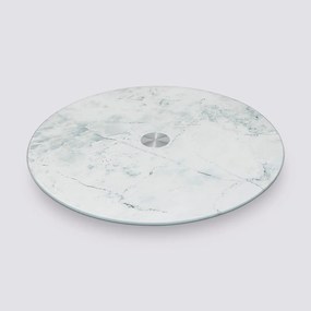 Sklenený otočný servírovací podnos White Marble, (fi) 32 cm